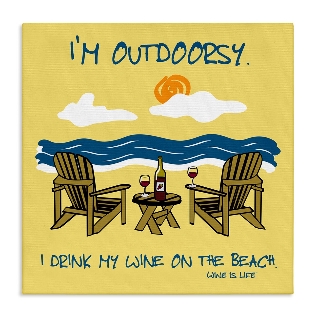Stupell Industries Outdoorsy Wine on Beach Canvas Wall Art Design by WIL